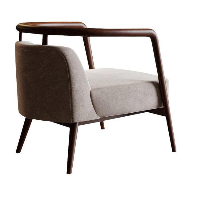 Essex Beige Velvet Armchair by Javier Gomez For Sale - Image 6 of 6