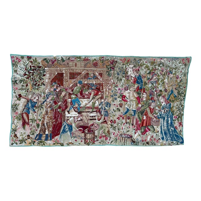Vintage French Needlepoint Tapestry, 1970s For Sale