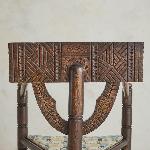 Brown Antique Swedish Oak Corner Chair - 2 Available For Sale - Image 8 of 11