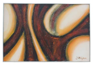 Large Yellow Vintage Abstract Oil Painting