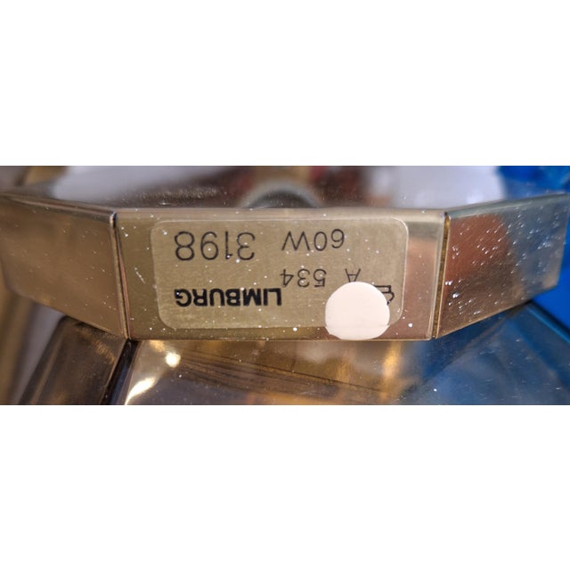 Metal Vintage German Wall Lamps with Brass Frames and Tinted Crystal Glass Shades from Limburg, 1970s, Set of 2 For Sale - Image 7 of 8