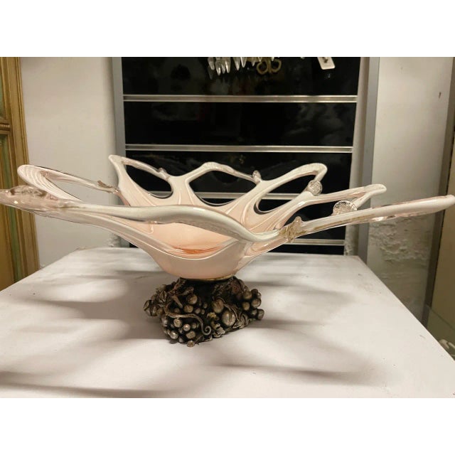 Pink Murano Art Glass Bowl with Fruit Stand, 1970s For Sale - Image 8 of 11