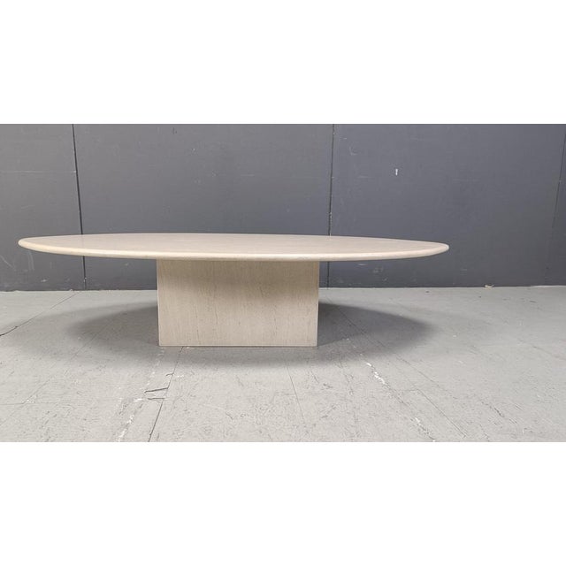 1970s Vintage Oval Travertine Coffee Table, 1970s For Sale - Image 5 of 11