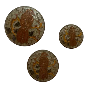 Vintage Brass and Enamel Cloisonne Round Nesting Lidded Box - Set of 3