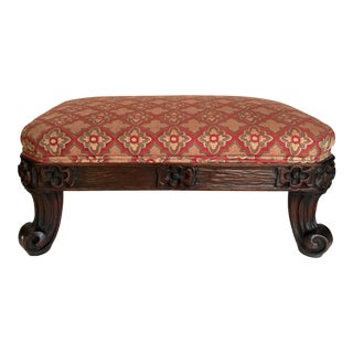 Antique French Country Louis XV Carved Footstool For Sale