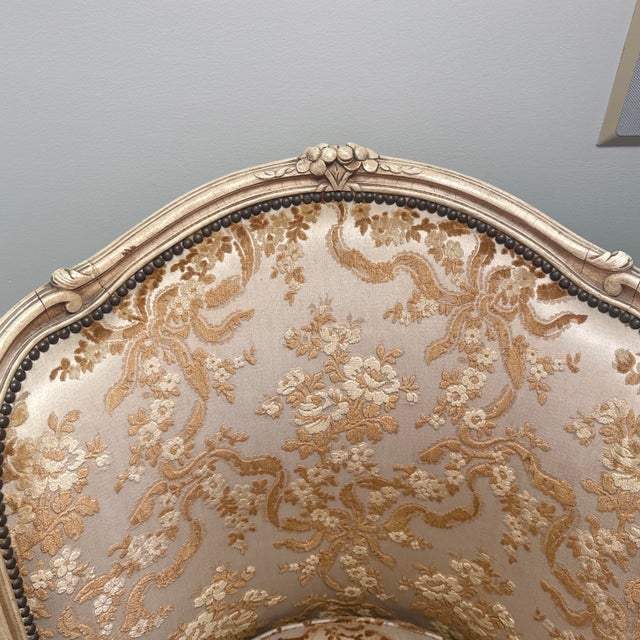 French A Pair of French Louis XV 19 Century Os De Mouton Armchairs For Sale - Image 3 of 12