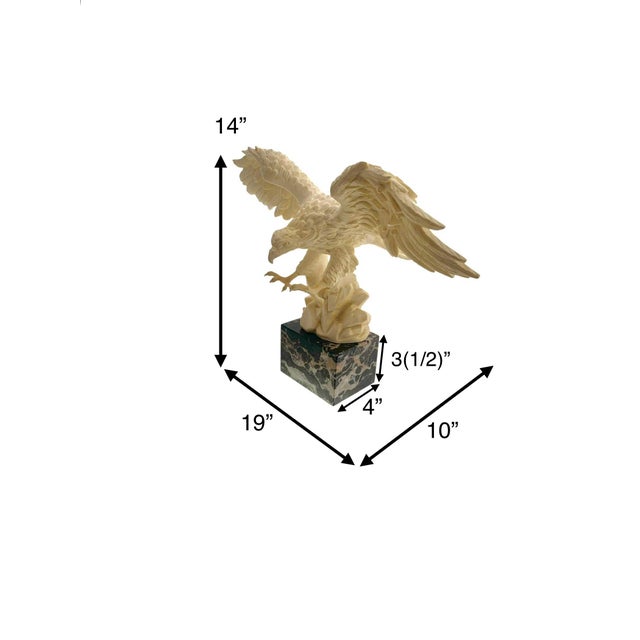 Vintage Italian Eagle sculpture carved from alabaster on marble base. This intricately crafted piece of art is a striking...