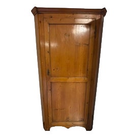 Antique Single-Door Corner Wardrobe with Internal Shelves For Sale
