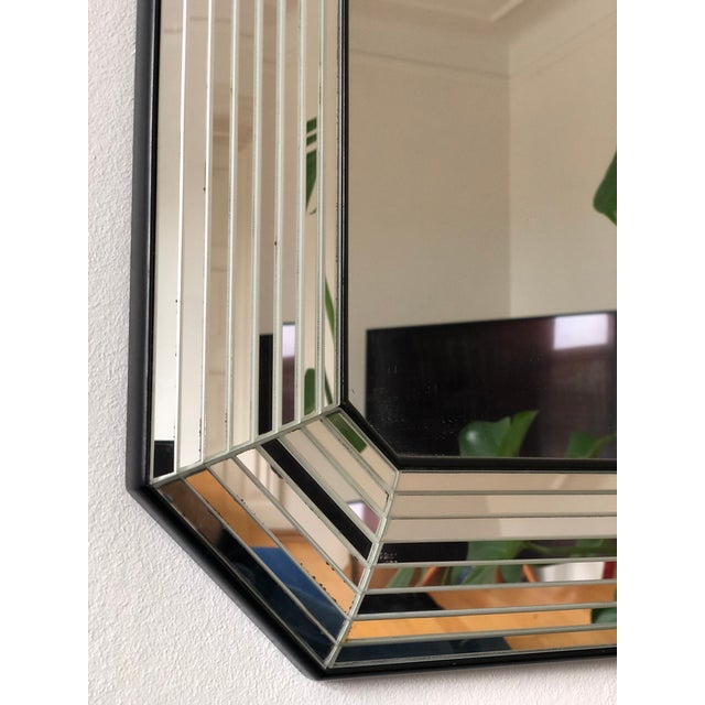 Wood Large Vintage Deknudt Full Length Beveled Panel Mirror – Silver and Black, Belgium, 1980s For Sale - Image 7 of 9