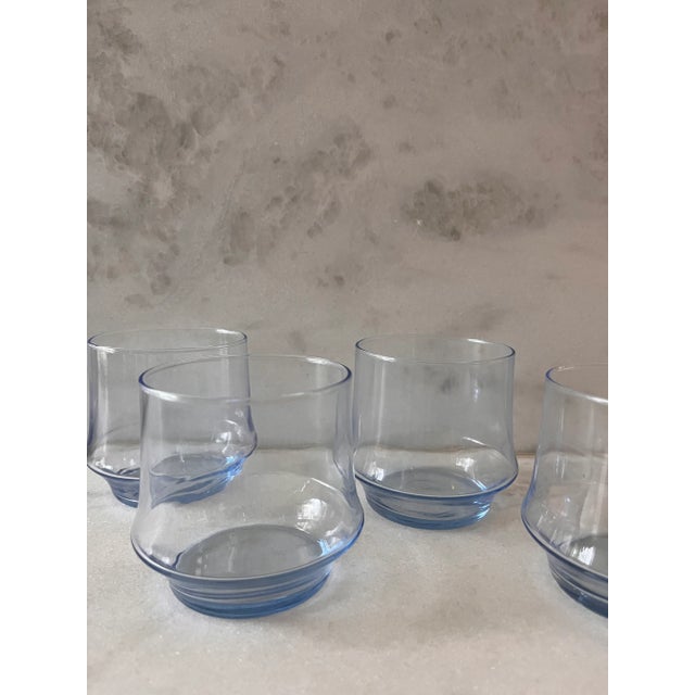 Set of 4 vintage Libbey Impromptu Azure Blue "On the Rocks" glasses. Beautiful blue color and simple shape. Each glass is...