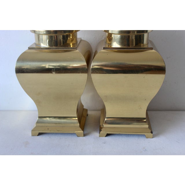 1980s Tyndale Style Chinoiserie Brass Ginger Jar Table Lamps - a Pair For Sale In Miami - Image 6 of 12