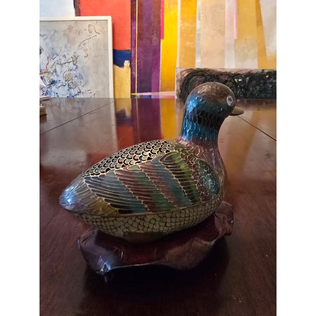Chinese Vintage Chinese Plique a Jour Reticulated Duck Bird For Sale - Image 3 of 12
