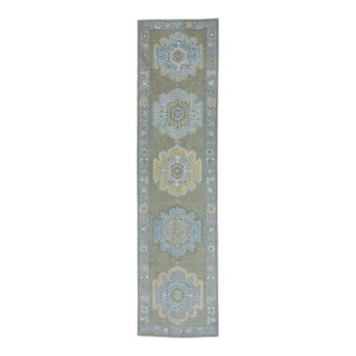 Turkish Oushak Rug 3' x 11'10" #19184 For Sale