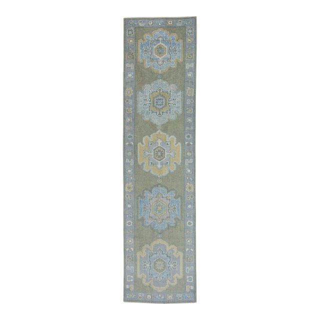 Turkish Oushak Rug 3' x 11'10" #19184 For Sale