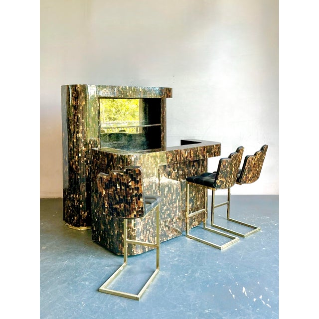 Vintage Boho Tessellated Horn Dry Bar Set of 5 For Sale - Image 14 of 14