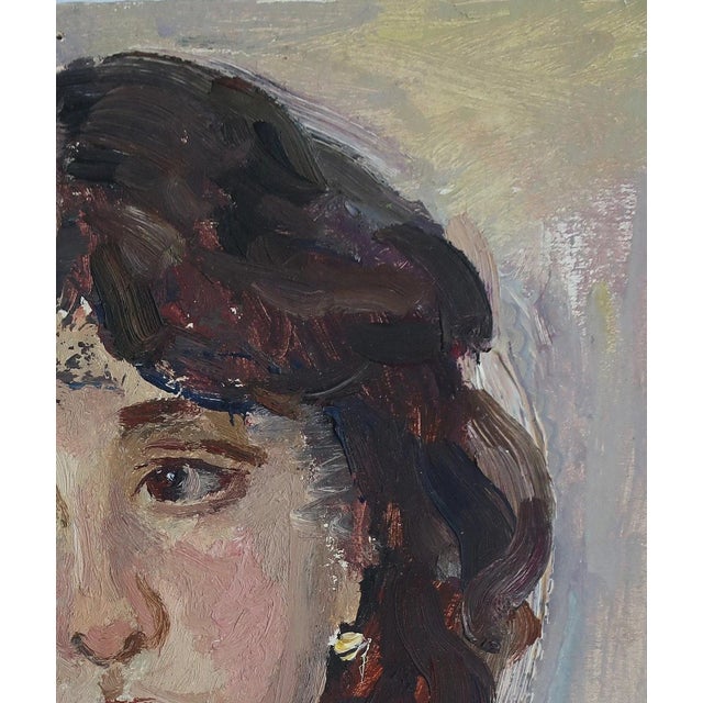 Realism 1980s Portrait Painting, Young Girl, Ukrainian Soviet Art 32-27 For Sale - Image 3 of 6