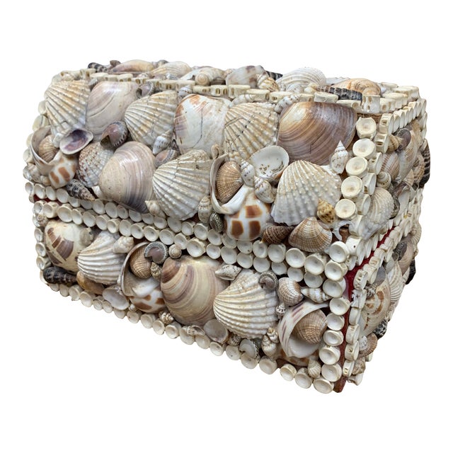 Vintage Handmade Sea Shell Encrusted Collectors Box For Sale