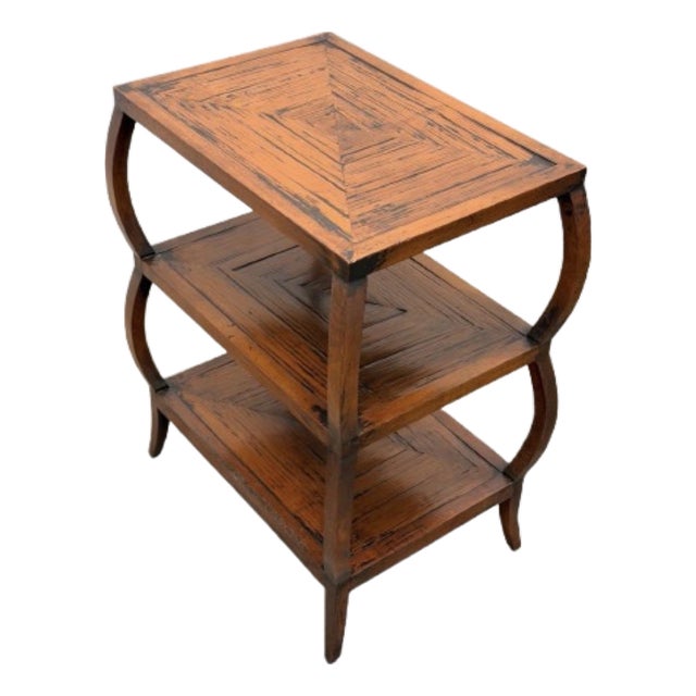 Late 20th Century Henredon Acquisition Three Tier Side Table Solid Mahogany and Crushed Bamboo For Sale
