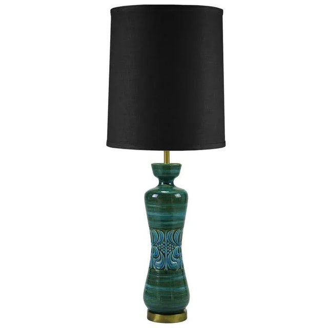 Green Hand Thrown, Blue & Green Glazed Pottery Table Lamp For Sale - Image 8 of 8