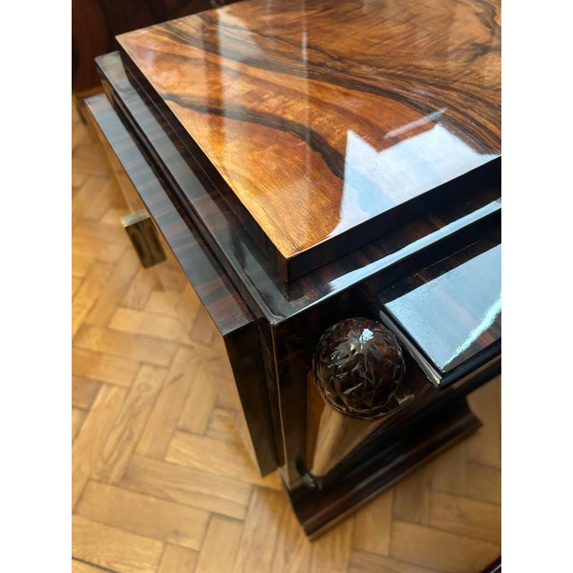 Brown Art Deco Floor Vanity with Drawers and Tall Mirror, 1930s For Sale - Image 8 of 16