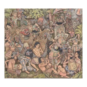 Barong Mask Dance - Balinese Ubud Painting by Kt Sunu