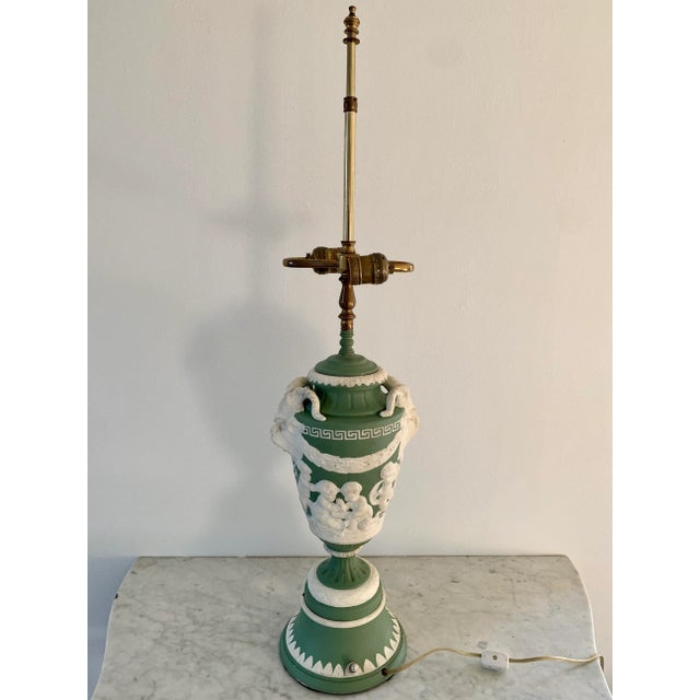 Ceramic Antique Wedgwood Neoclassical Ram's Head Table Lamp For Sale - Image 7 of 13