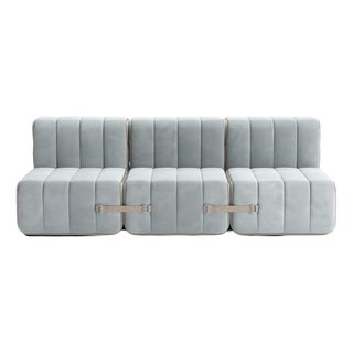 Curt Modular Set - Flexible 3-Seater - Barcelona - River - V3347/33 (Light Blue) by Ambivalenz, Set of 6 For Sale