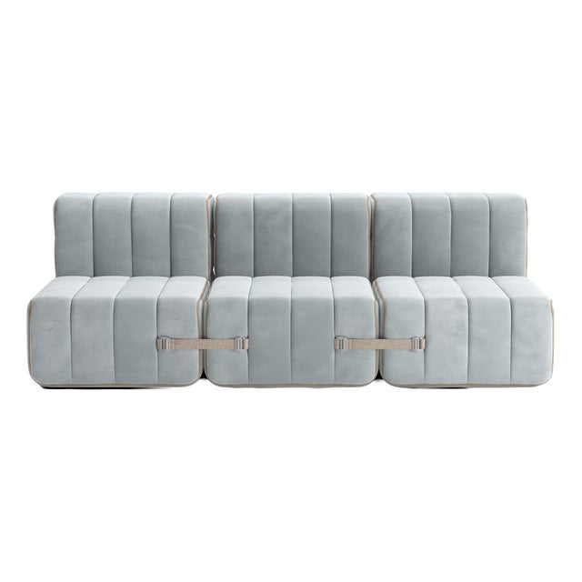 Curt Modular Set - Flexible 3-Seater - Barcelona - River - V3347/33 (Light Blue) by Ambivalenz, Set of 6 For Sale