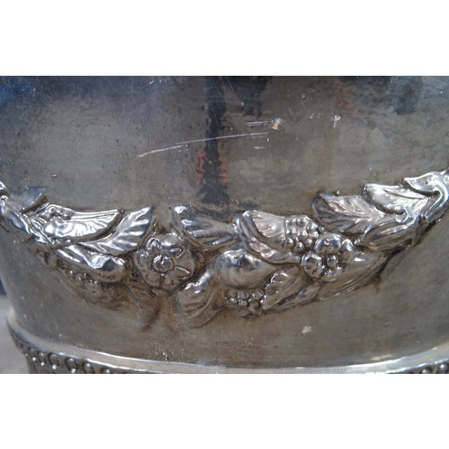 Late 20th Century Italian Neoclassical Figural Acanthus Silver Terracotta Garden Planter 26" For Sale - Image 11 of 13