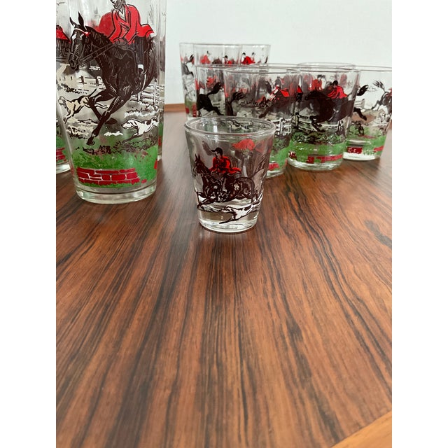 Hazel-Atlas Vintage Hazel Atlas "Fox Hunt" Glassware Set - Mixed Sizes - 15 Pieces For Sale - Image 4 of 10