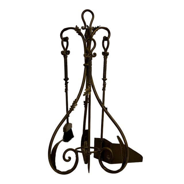 Late 20th Century Iron Fireplace Tool Set For Sale