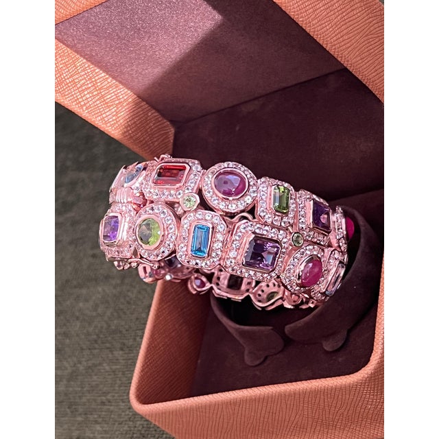 Bochic “Capri” Vintage Ruby & Sapphire Bangle Set In 18K Gold & Silver For Sale In New York - Image 6 of 15