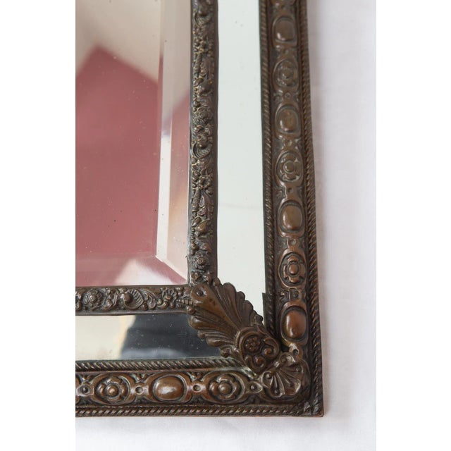 Antique French Patinated Brass Bevelled Mirror For Sale - Image 6 of 12
