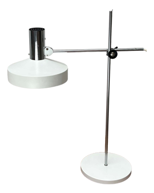 Mid-Century Modern German Minimalist White and Chrome Table Lamp from Kaiser Leuchten, 1960s