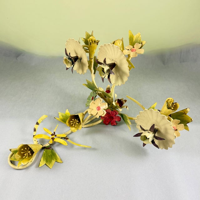 Italian Floral Tôle Peinte Candle Sconces, a Pair For Sale - Image 14 of 18