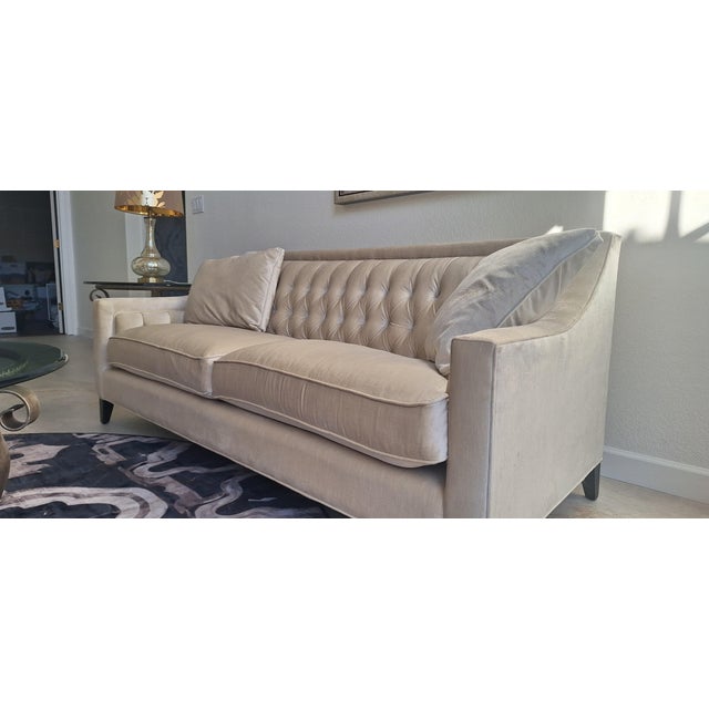 Contemporary Brushed Fabric Cream Colored Sofa For Sale In Phoenix - Image 6 of 8