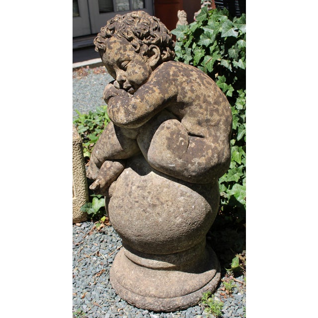 Mid 20th Century Mid-20th Century English Cast Stone Figure of a Sleeping Boy on a Ball For Sale - Image 5 of 5