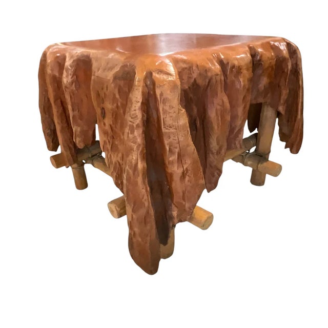 Modern 1970s Pair of Abstract Draped Wood Side Tables For Sale - Image 3 of 8