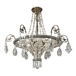 Myran Allan Luxury Lighting Neoclassical Antique Silver Petite Bohemian Crystal Chandelier