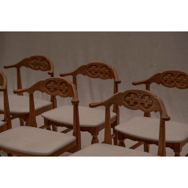 Vintage Dining Chair Set by Henning Kjærnulf, 1960s, Set of 6 For Sale - Image 4 of 12