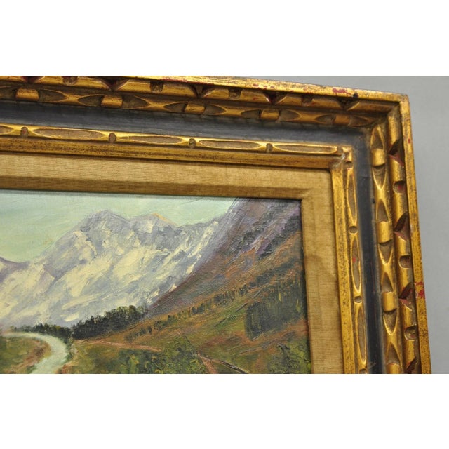Vintage Angela Dudley "Lake Garda. Italy" Italian Hollywood Regency Oil Painting For Sale - Image 11 of 18