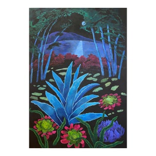 “Blue Moon” Abstract Garden Oil on Canvas Painting by Mary Alice Copp - For Sale