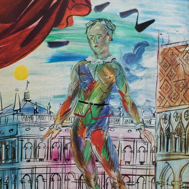 The School of Paris 1940s After Raoul Dufy "Venetian Harlequin", First Edition Period Swiss Photogravure For Sale - Image 3 of 8