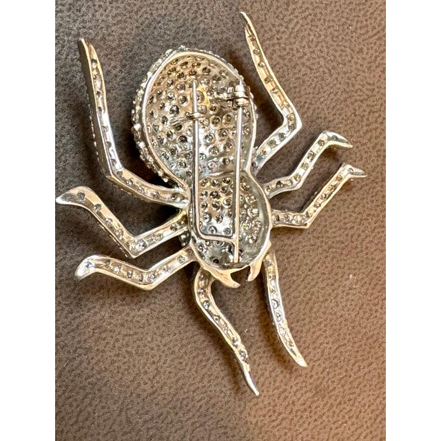Gemstone Vintage 18 Karat White Gold & 7.7 Ct of Diamond Spider Brooch /Pin , 18.8 Gm For Sale - Image 7 of 18