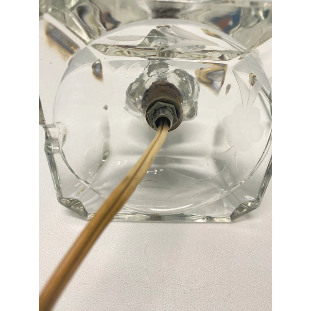 Metal 1920s Art Deco Etched Glass Lamps - a Pair For Sale - Image 7 of 10