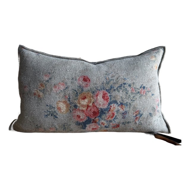 French Linen Lumbar Cover – Pompadour Nuage 12 For Sale