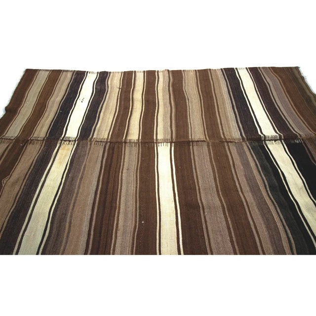 Contemporary 1960s Vintage Brown Natural Kilim Rug- 5′4″ × 8′8″ For Sale - Image 3 of 7