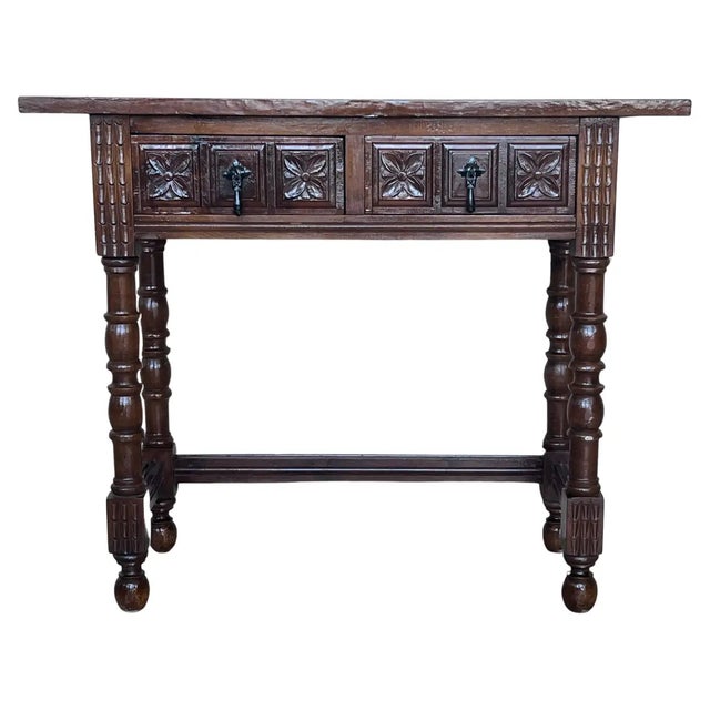 Early 20th Century Spanish Console Table With 2 Drawers and Turned Legs For Sale - Image 9 of 9
