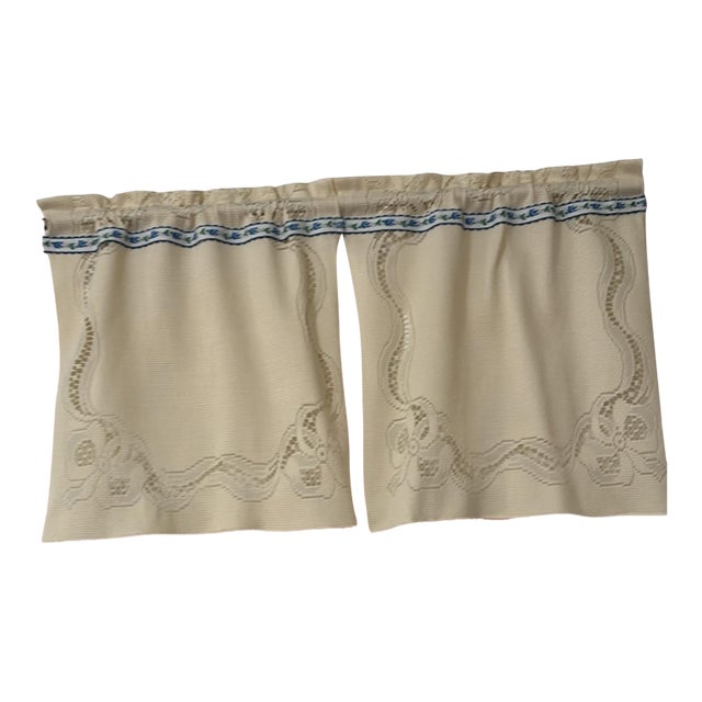 Beige Bistro Curtains 15x15 Set of 2 Panels For Sale