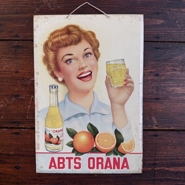 1950s Metal ABTS Orana Advertising Sign, Belgium, 1953 For Sale - Image 5 of 7